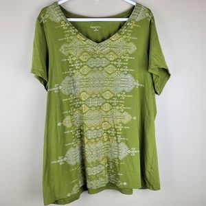 Relativity Olive Green Short Sleeve Top - Size 2X